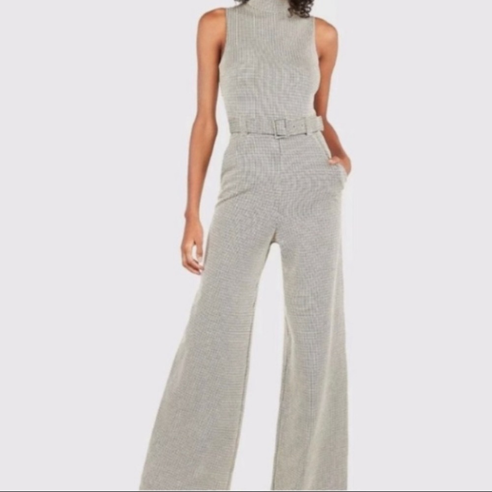 Express Houndstooth Wide Leg Jumpsuit Size S